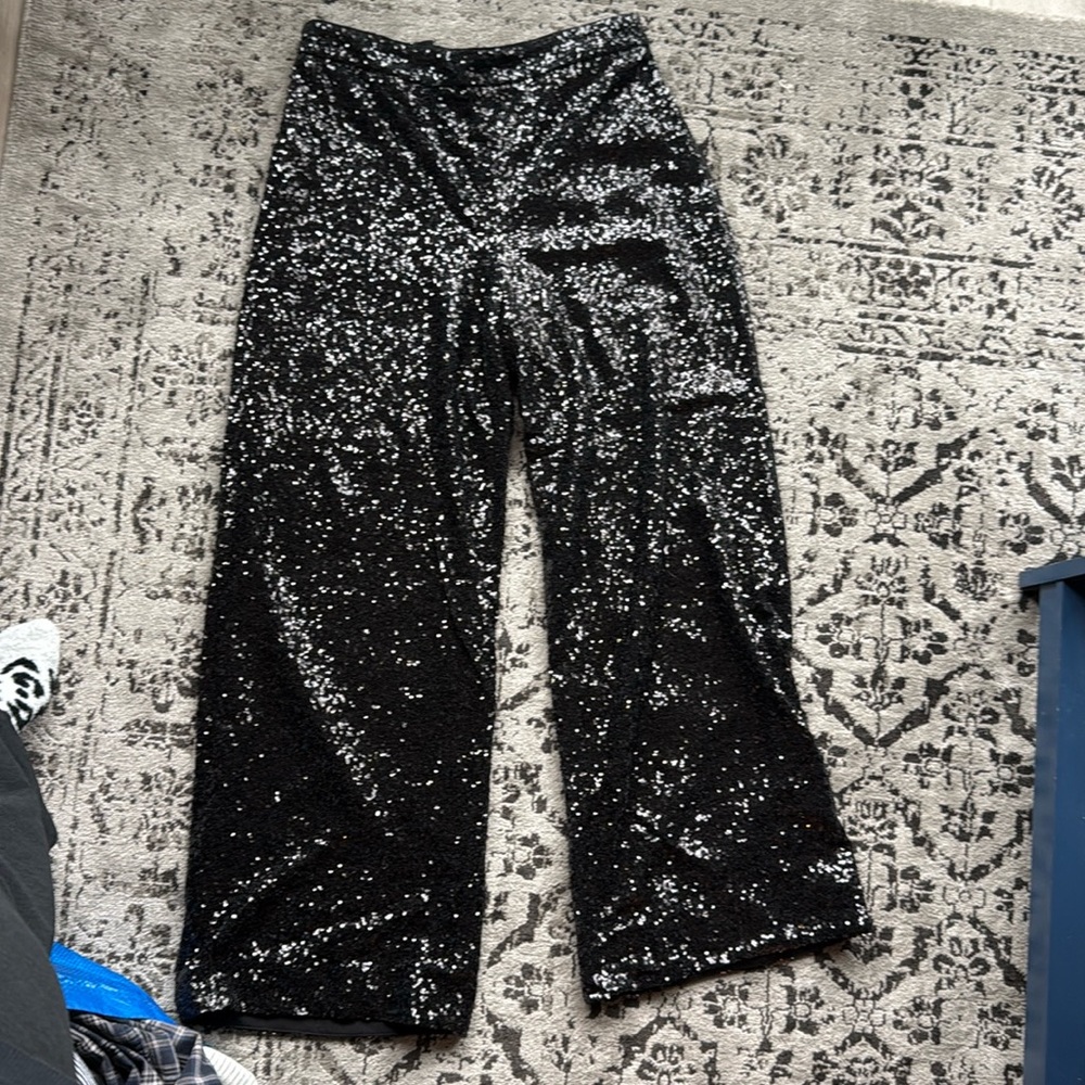 Black sequin wide leg pants!